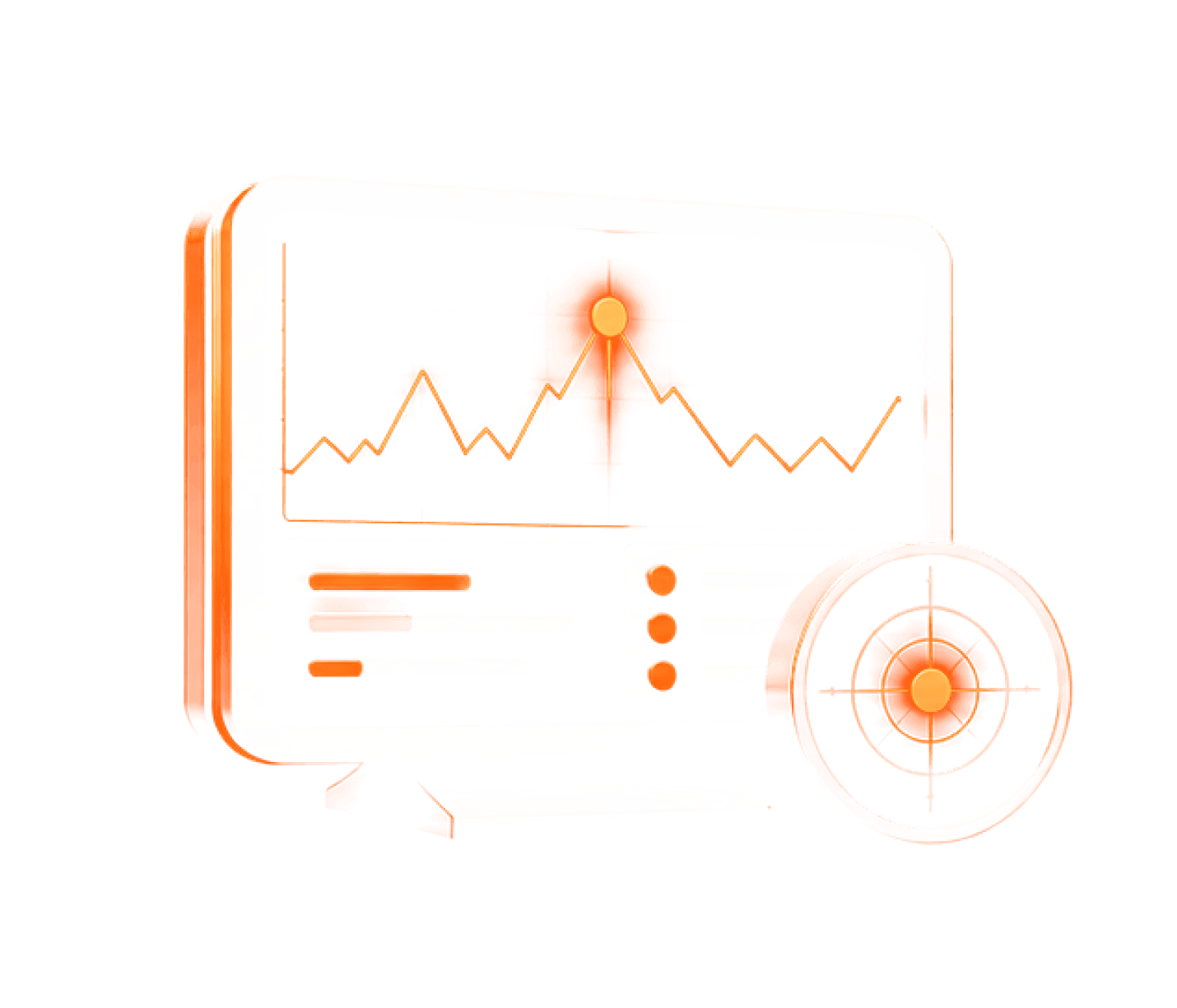 Monitoring dashboard with a threat spike and a targeting radar