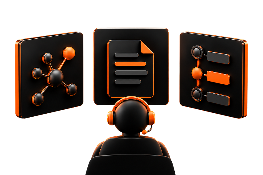 Incident-response operator wearing a headset in front of network, document and checklist panels