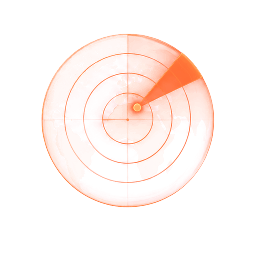 Globe overlaid with a radar sweep
